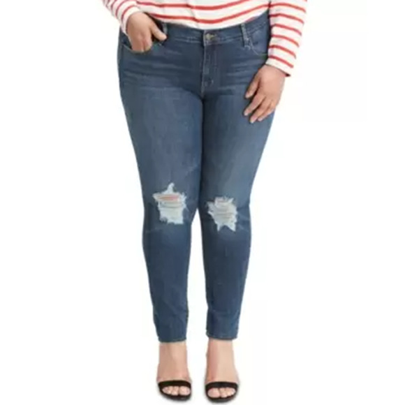 Levi's‎ Jeans 711 Outta Time Distressed Maui Breeze 22W Skinny Denim Casual Rip - Picture 4 of 9